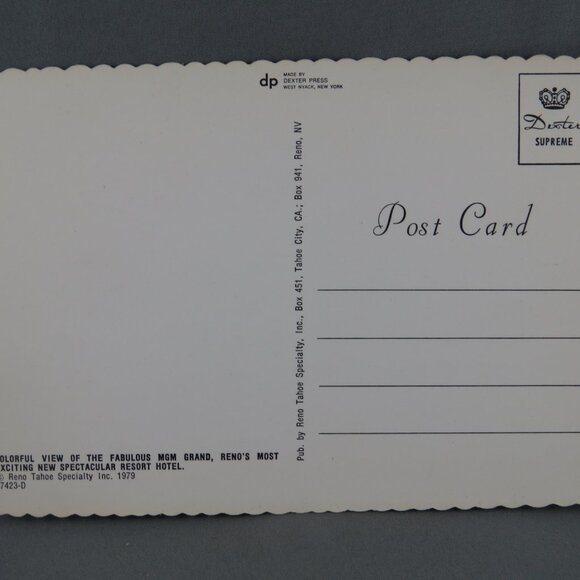 Vintage Postcard - MGM Grand Casino and Hotel Reno Nevada - Dexter Press - Picture 2 of 4